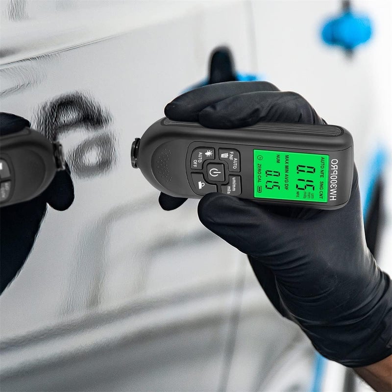 Abizarch Paint Thickness Gauge Meter Fe/NFe Probe Coating Thickness Gauge Professional Multifunctional Car Paint Depth Gauge Test Precise HW-300PRO for Car Automatic Detection(black) (black) - Image 4